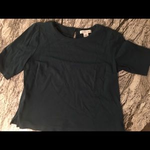 Emerald Blue Mid-Length Sleeved Blouse